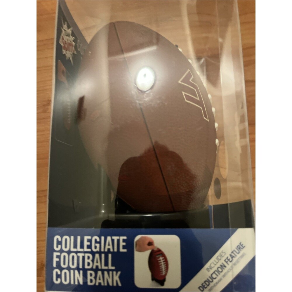 Football Coin Piggy Bank Authentic Feel "Touchdown Sound" Virginia Tech Hokies - Picture 9 of 16